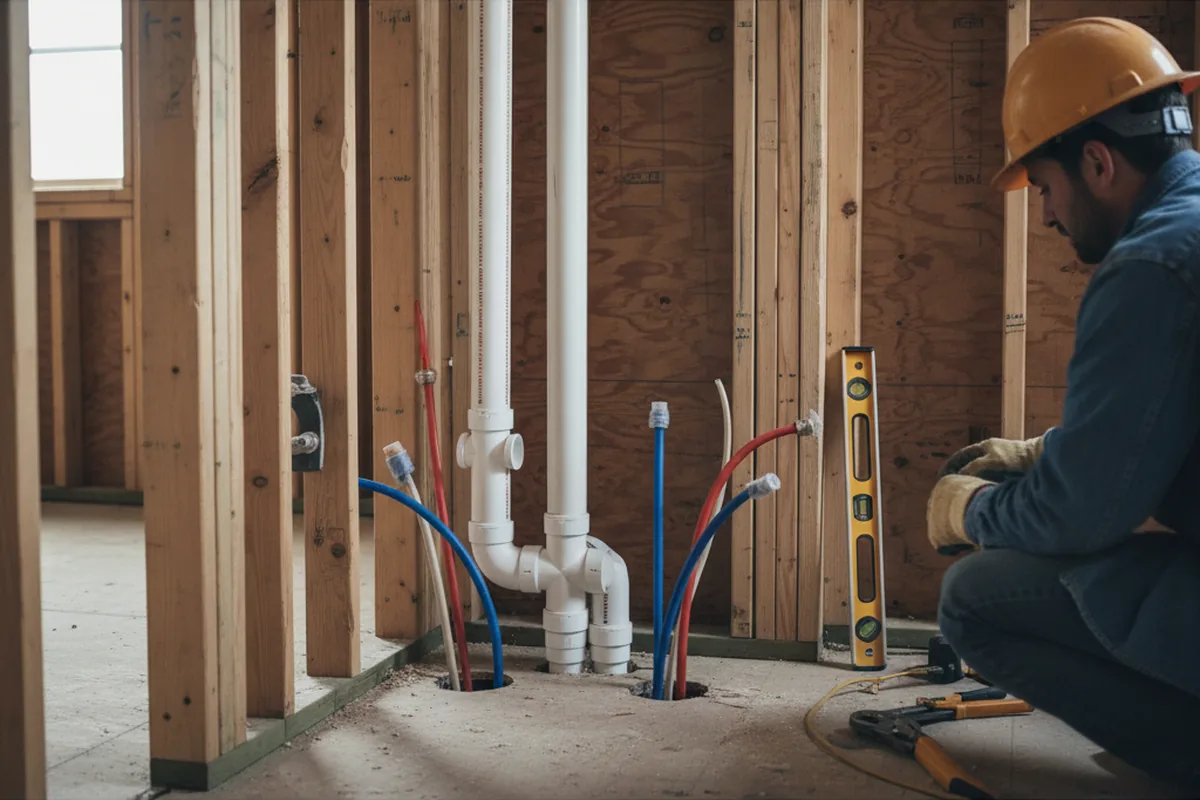 Drain and supply rough-in during Sump Pump Repair in Southport